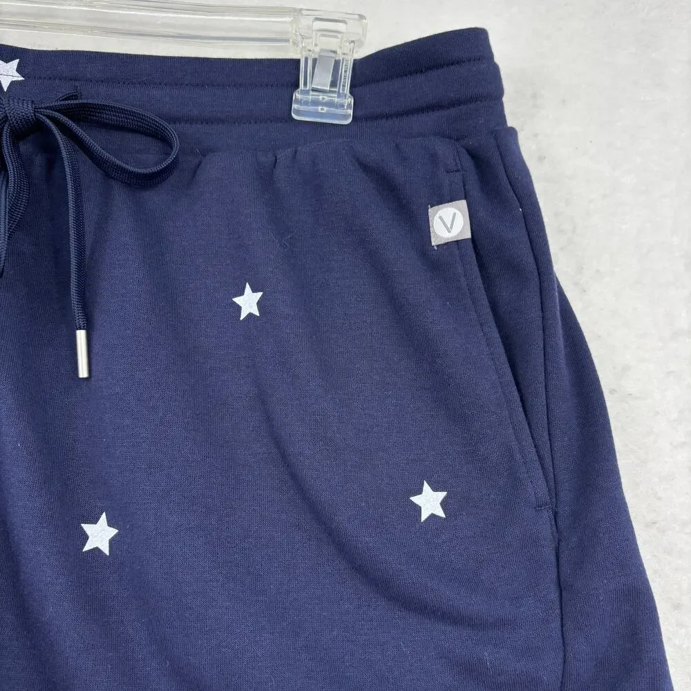 LIVI Pull On Shorts Size 14/16 Navy Blue Star Print Drawstring Pockets Patriotic